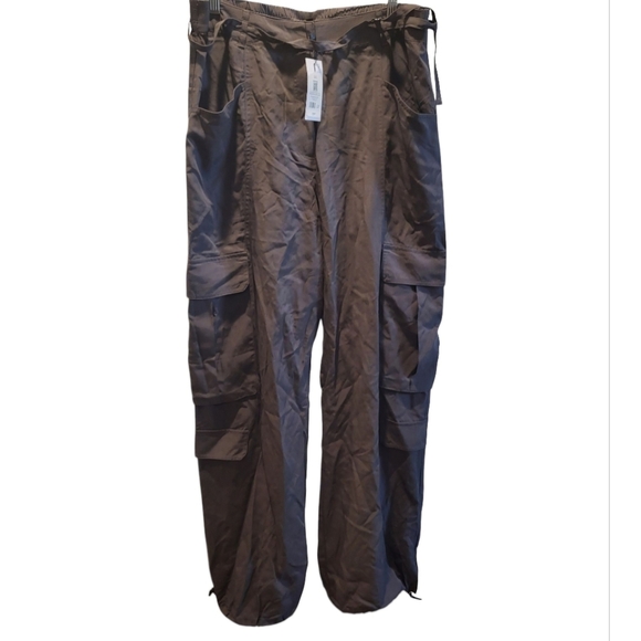 Dynamite Parachute Cargo Pants "Simone" Blackened Pearl Color Size Large NEW - Picture 1 of 9